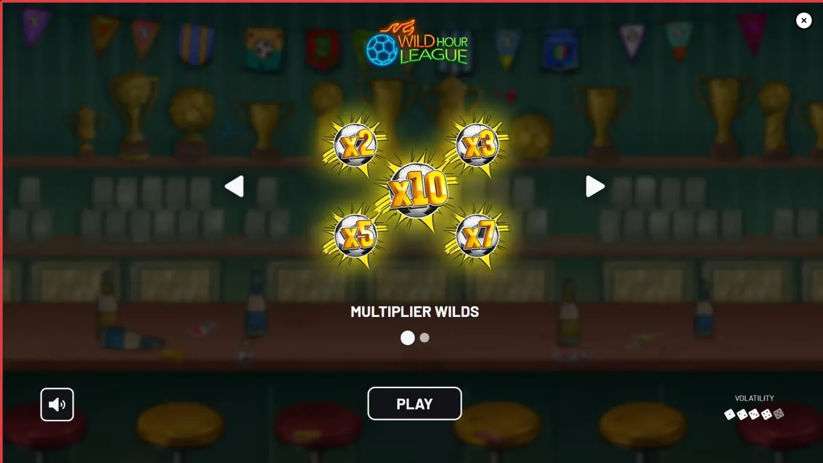 Tampilan layar permainan slot Wild Hour League dengan tema bar olahraga