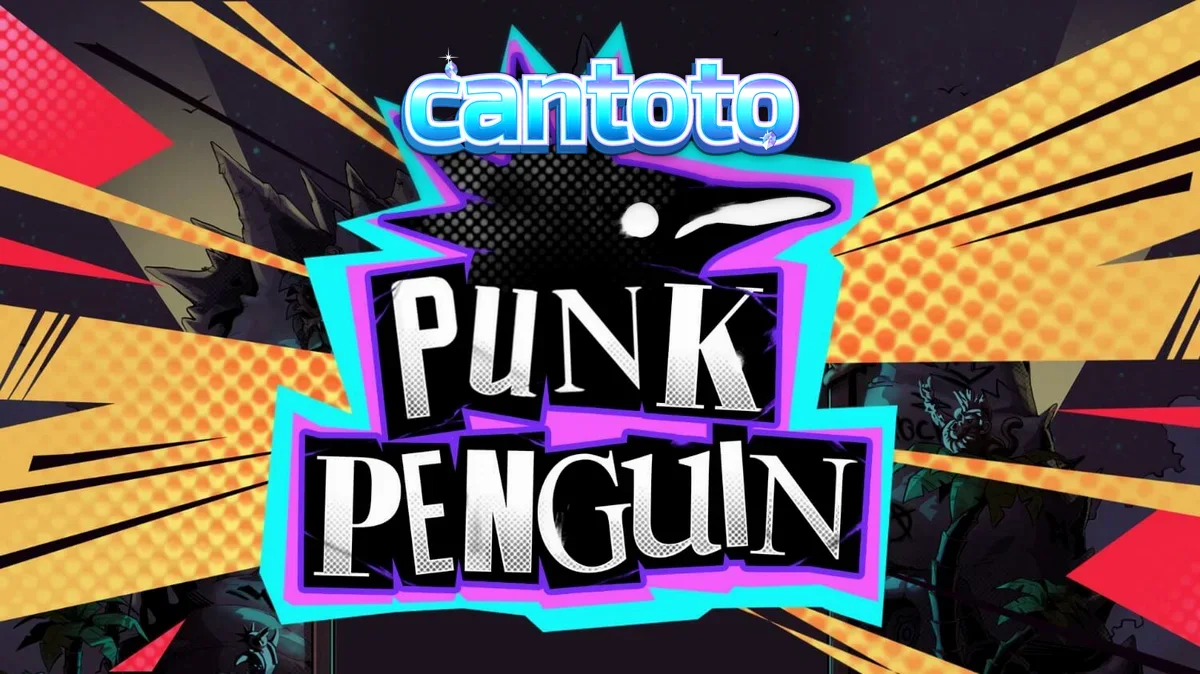 Tampilan visual slot Punk Penguin dengan tema konser punk dan penguin pemberontak